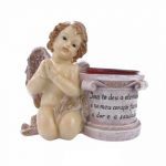 ANJO C/DIZERES COR ROSA/OURO 14X12X20CM