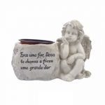 ANJO C/DIZERES COR BRANCO CINZA 26X17X17CM