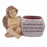 ANJO C/DIZERES COR ROSA/OURO 26X17X17CM