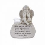 ANJO C/DIZERES COR BRANCO CINZA 20X11X24CM