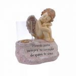 ANJO C/DIZERES COR ROSA/OURO 21X17X24CM