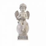ANJO C/DIZERES COR BRANCO CINZA 17X16X33CM