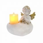 ANJO C/LUZ COR BRANCO/OURO 15X14X14CM