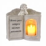 ANJO C/DIZERES COR BRANCO CINZA 24X8X24CM