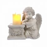 ANJO C/LUZ COR BRANCO CINZA 20X11X18CM