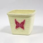 VASO QUAD.GR.CREME C/ACESSORIO ROSA