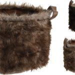 CONJ.2 CESTOS PELO C/ASA 21CM COR:CASTANHO