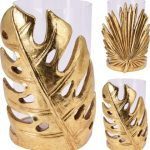 PORTA VELAS FOLHA PEQ. COR:OURO