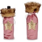 BOLSA C/PELO PARA GARRAFAS C/ESTRELA COR:ROSA