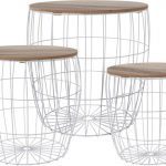 CONJ.3 MESAS MADEIRA+ARAME