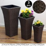 FLOREIRA CONJ.3PCS PLASTICO COR:CASTANHO