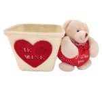 VASO CREME C/URSO+CORAÇAO