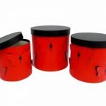 CONJ.3 CX. COR VERMELHO 21X21CM BORBOLETA