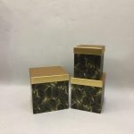 CONJ.3 CX. QUAD. PRETO/OURO 20X20X21CM