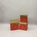 CONJ.3 CX. QUAD. VERMELHO/OURO 20X20X21CM