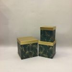 CONJ.3 CX. QUAD. VERDE/OURO 20X20X21CM