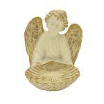 CERAMICA- ANJO C/CONCHA ALT.28X23CM L. COR:BRANCO/OURO