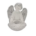 CERAMICA- ANJO C/CONCHA ALT.28X23CM L. COR:BRANCO/PRATA