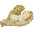 CERAMICA- ANJO DEITADO L.35X16CM ALT. COR:BRANCO/OURO