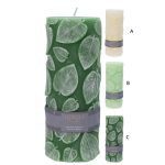 VELA DECORADA FOLHAS 7X7X18CM