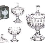 BOMBONEIRA VIDRO ALT.16,5CM RISCAS