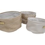CONJ.3 CESTOS LONA COR:BRANCO/OURO