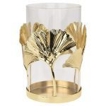 PORTA VELAS FOLHA MED. COR:OURO