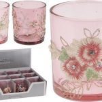 PORTA VELAS VIDRO BORDADO 8CM