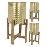 CONJ.2 FLOREIRAS METAL+MADEIRA