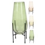 VASO VIDRO C/SUPORTE DIA.12X31CM ALT.