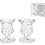 CONJ.2 CANDELABRO VIDRO TRANSPARENTE 5X6.1CM