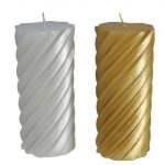 VELA PILAR ASPIRAL 6,25X15 CM PRATA/OURO