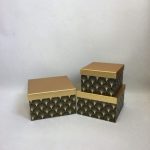 CONJ.3 CX. QUAD. PRETO/OURO 25X25X15CM