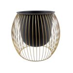 SUPORTE C/VASO COR PRETO/OURO