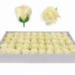 FLOR ARTIFICIAL -CAIXA C/50 ROSAS SABAO CREME 24X46CM