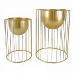 CONJ. 2 SUPORTES P/VASOS DOURADO 36X36X50CM