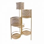 SUPORTE C/VASO 3 DOURADO 20X20X75CM