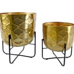 CONJ. 2 SUPORTES C/VASO COR OURO/PRETO 39X32X32CM