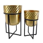 CONJ. 2 SUPORTES C/VASO COR OURO/PRETO 42X23X23CM
