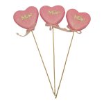 CORAÇAO ROSA DIA-DA-MAE 3UNID DIA.9.5CM