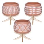 VASO C/BASE MADEIRA TERRA 12.5X14ALT. CM