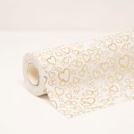 VELUDO CORAÇAO 28CMX5MTS COR:BRANCO+DOURADO