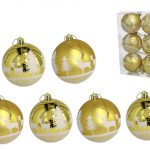 CONJ.6 BOLA DE NATAL 6CM OURO