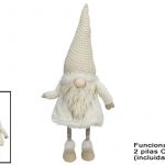 GNOMO GORRO BEGE C/1 LUZ 26X28X85CM