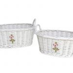 CONJ.2 CESTAS OVAIS BRANCAS C/ASAS