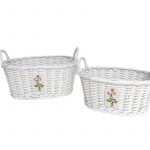 CONJ.2 CESTAS OVAIS BRANCAS C/ASAS