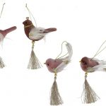 PENDENTE PASSARO OURO/ROSA 14X5X4CM 4STD