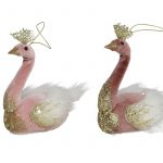 PENDENTE 3D CISNE ROSA 10CM 2STD