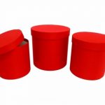 CONJ. 3 CX. VERMELHO CETIM 19X19CM