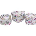 CONJ. 3CAIXAS CARTAO CORAÇAO BRANCO/BORBOLETAS 25X24X12CM